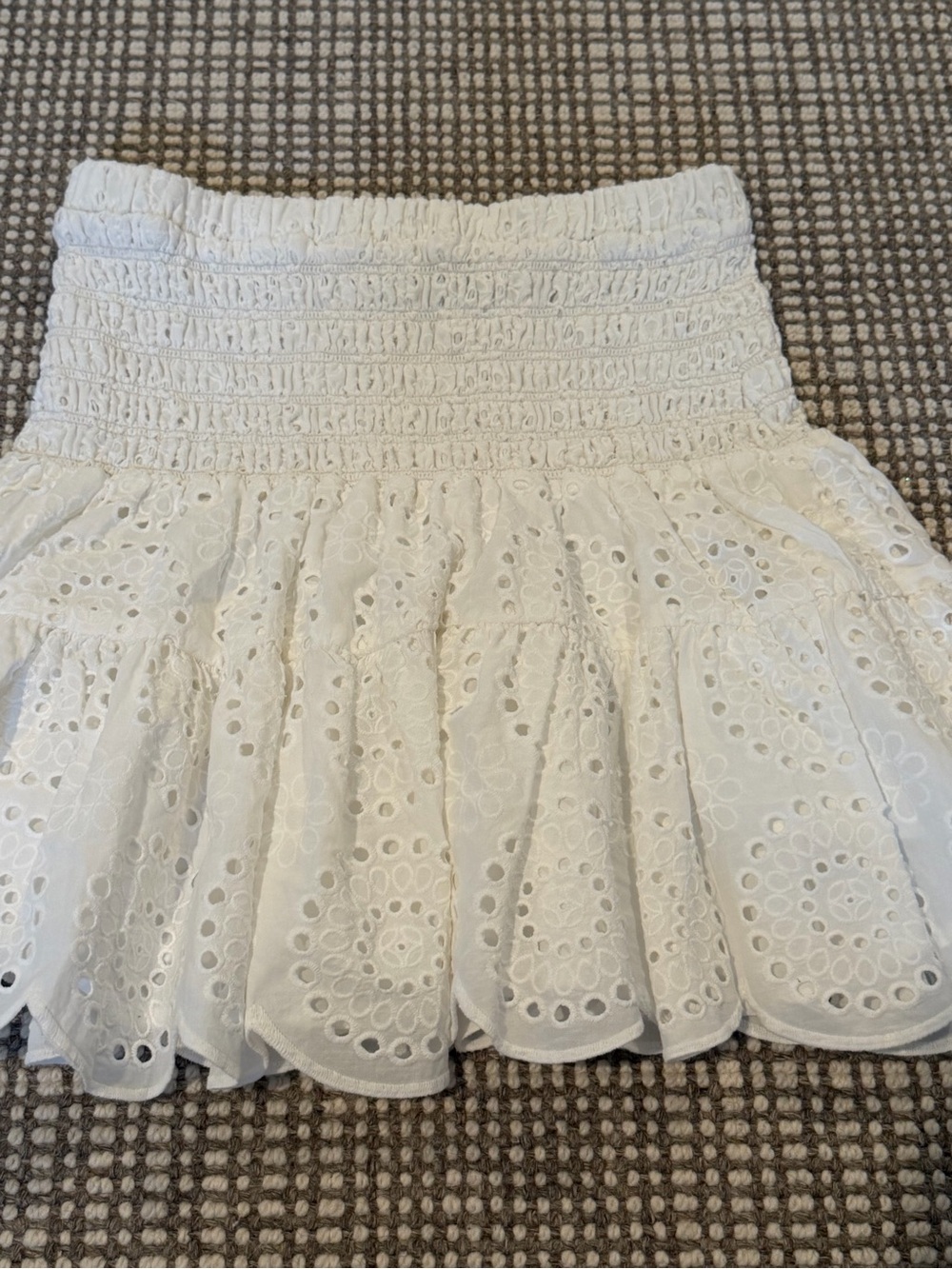 Cartolina White Eyelet Smocked Skirt